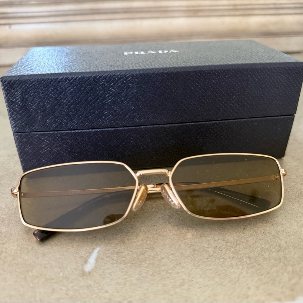 Prada Gold Frame Sunglasses with Brown Lenses - Picture 2 of 10